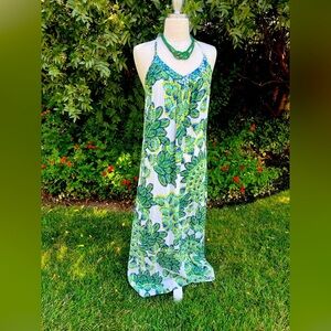 Cost Plus World Market Green and Blue Maxi Dress
